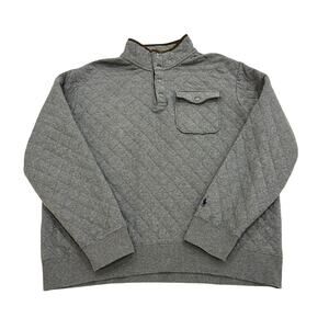 Polo Ralph Lauren Gray Luxury Quilted Pullover Mens XL Snap Neck Soft Touch